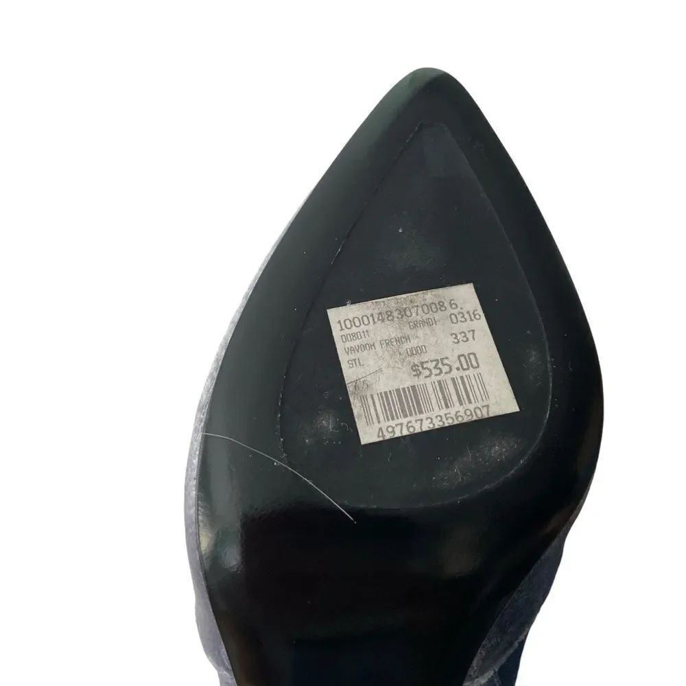 Stuart Weitzman Grandy Silver Bluish Steel Pane Velvet Ankle Boots Size 6.5M